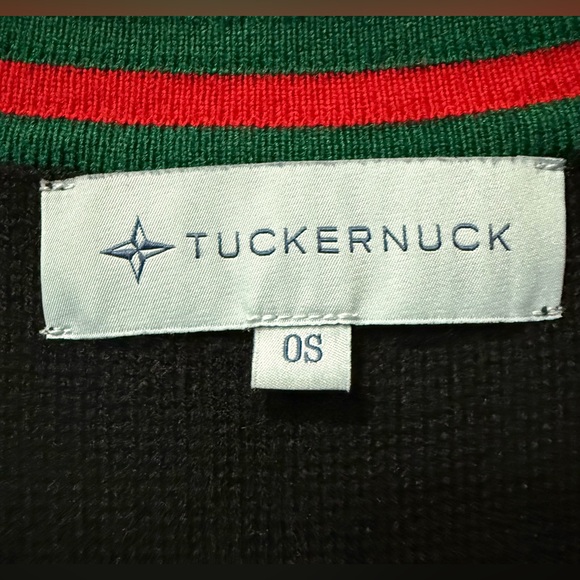 Tuckernuck Camden V-Neck Stripe Trim Soft Poncho Sweater Cape Black One Size - Picture 4 of 5